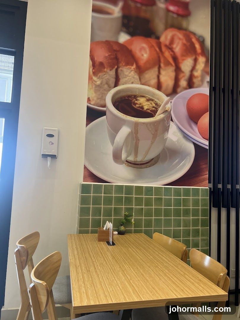 Cafe Interior with Food Mural