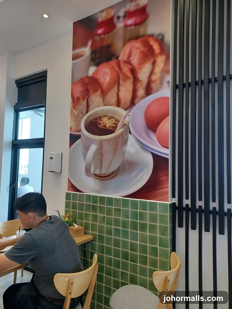 Cafe Interior with Food Mural