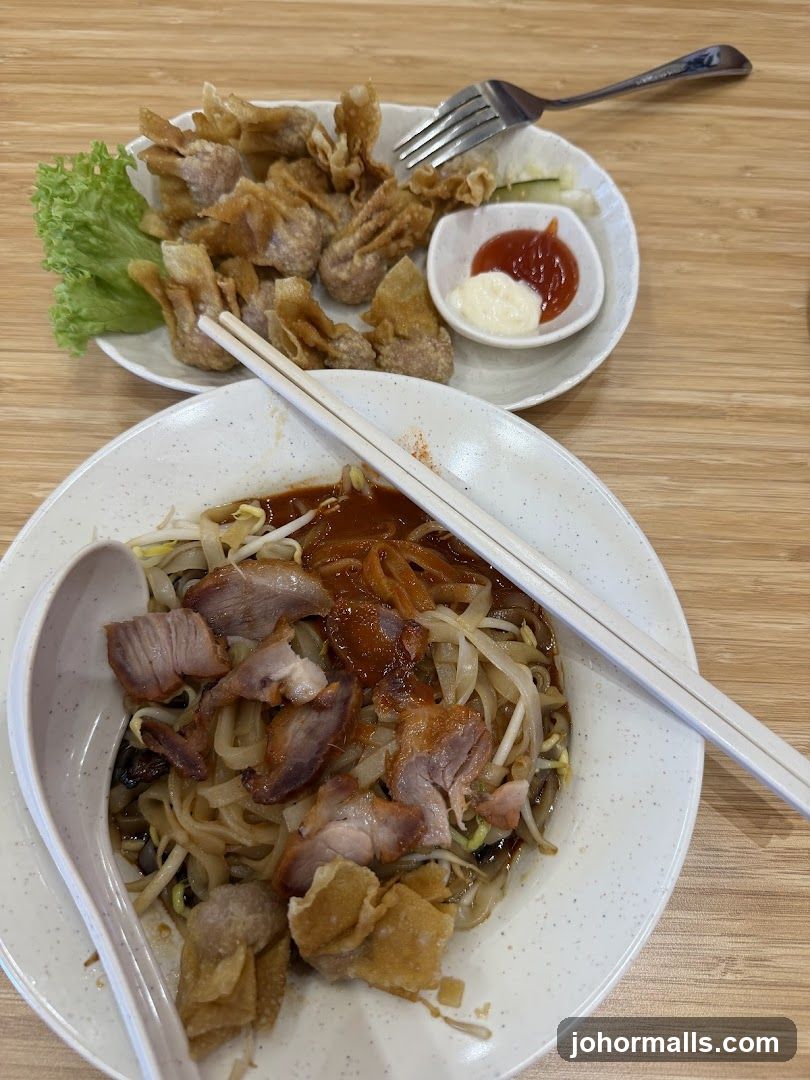 Noodles and Fried Wontons