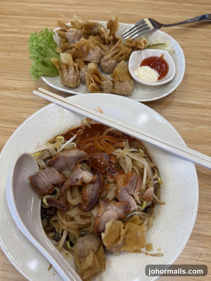Noodles and Fried Wontons
