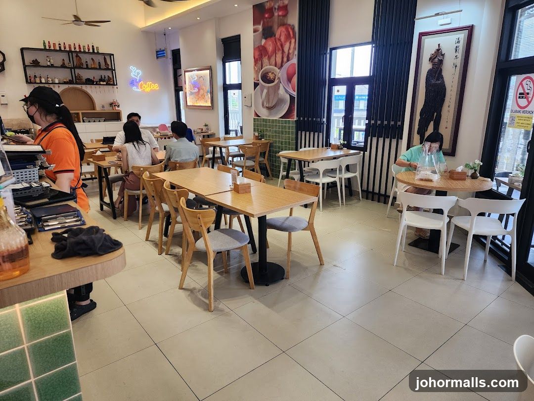 Interior of a cafe with patrons