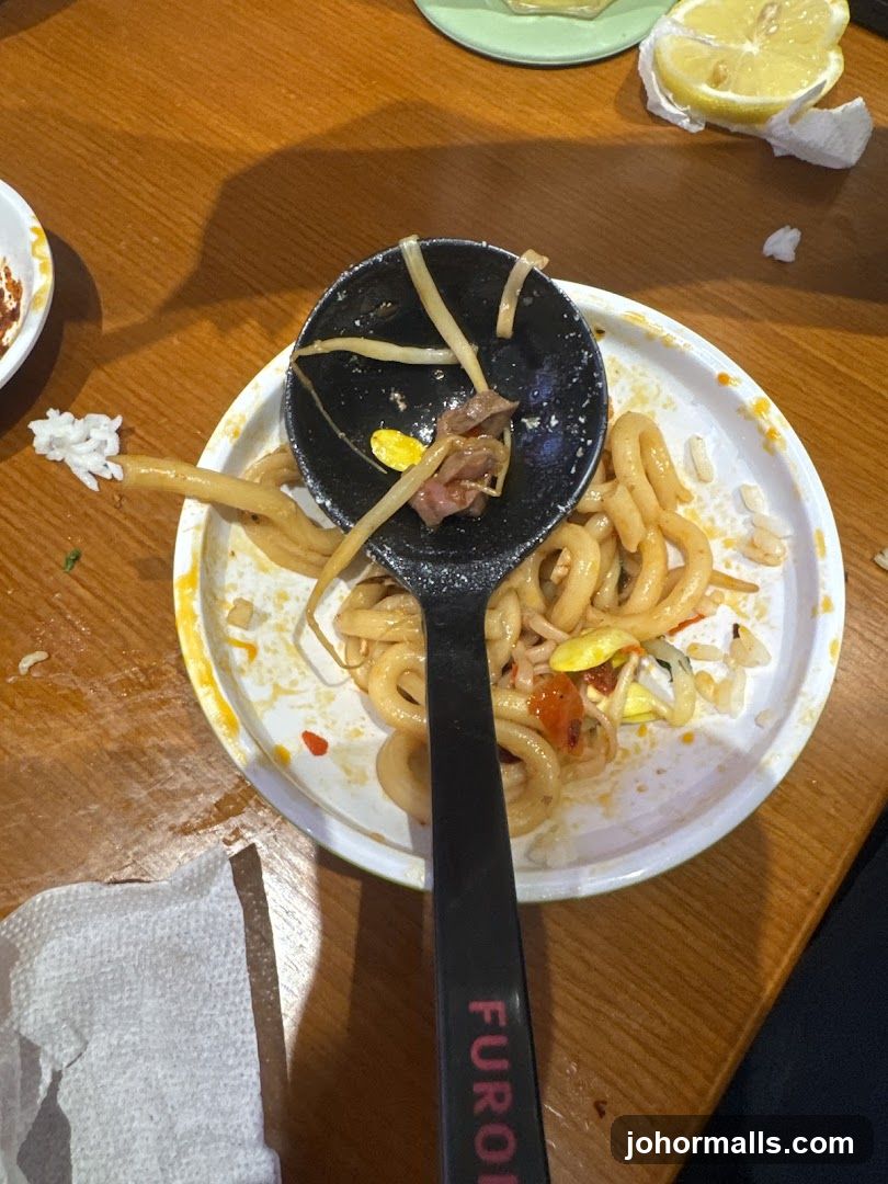 Leftover Noodles and Utensil