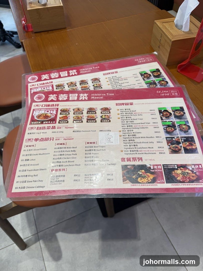 Hibiscus Tree Mao Cai Menu