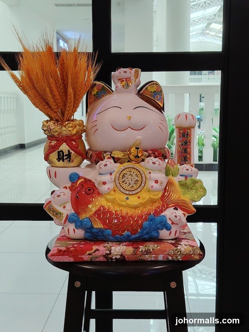 Maneki-neko and Koi figurine