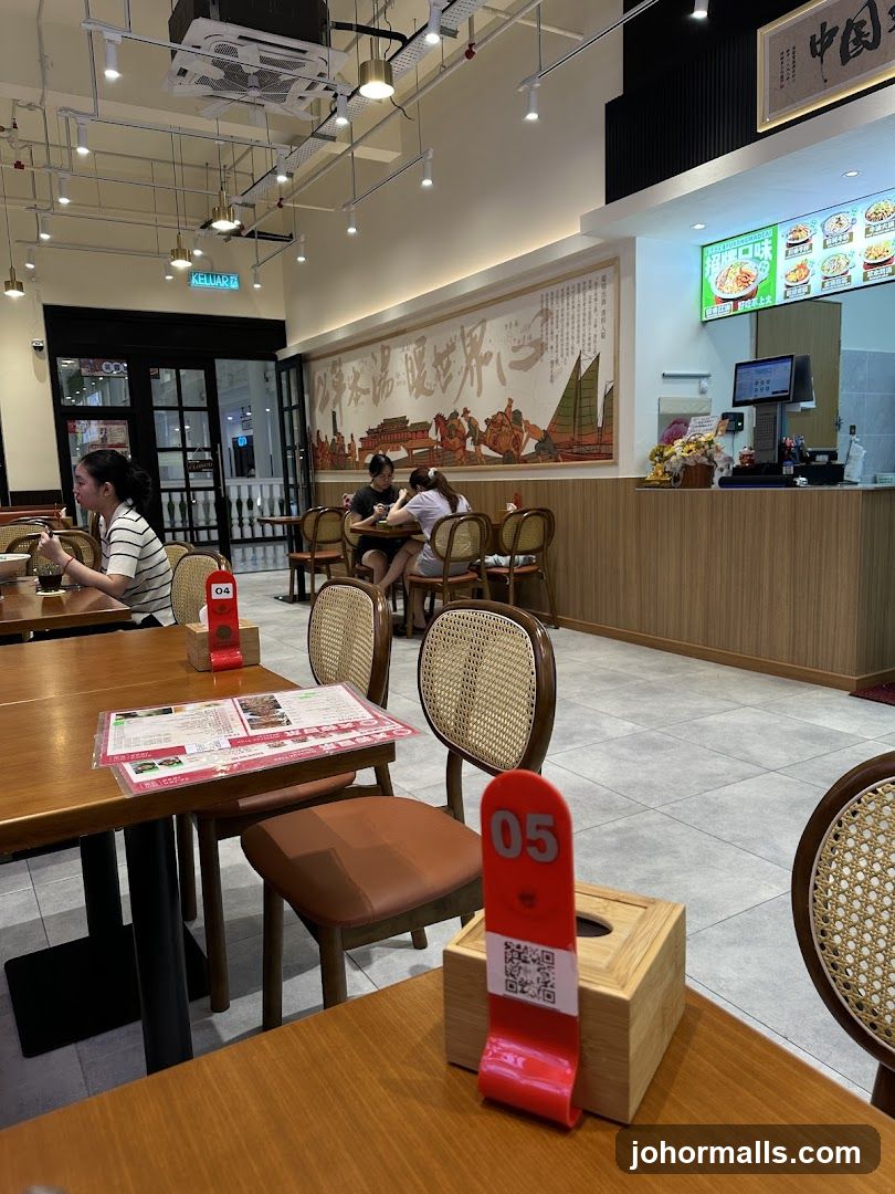 Restaurant Interior with Diners and Menu
