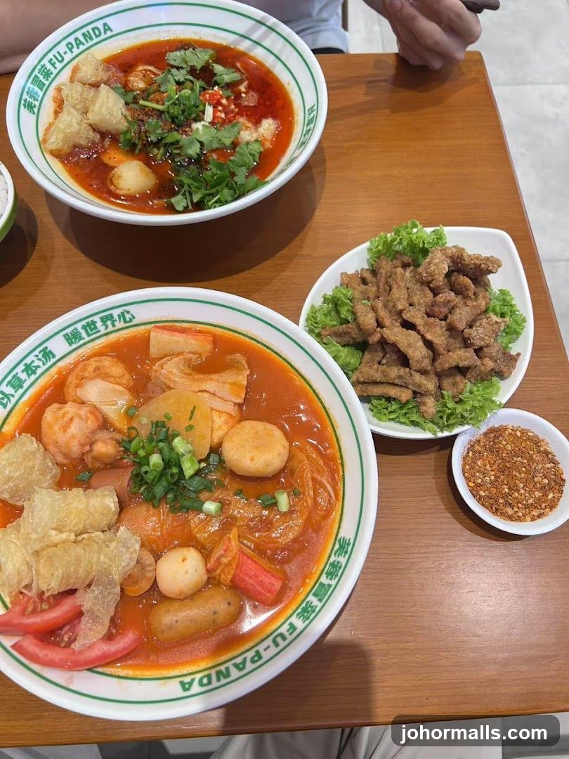 Spicy Noodle Soup and Fried Snacks