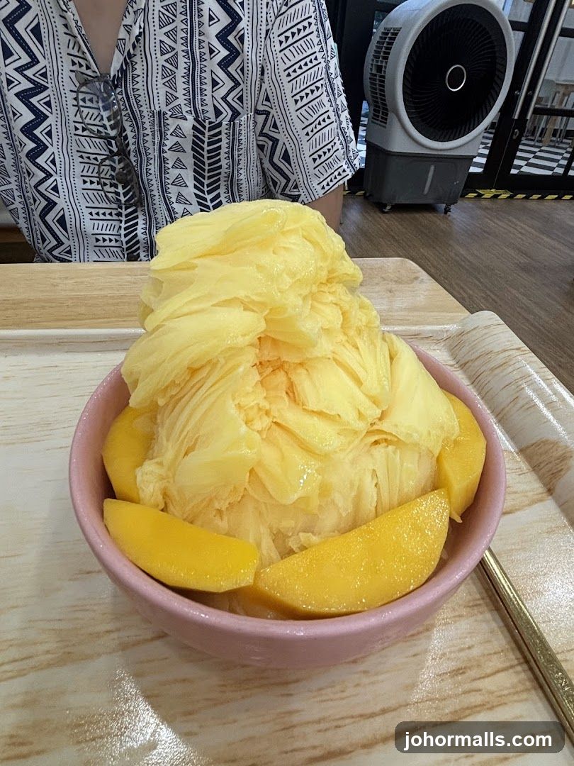 Mango shaved ice dessert