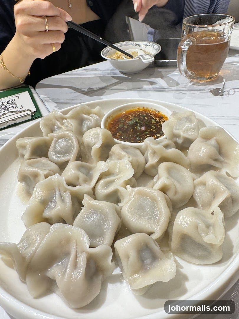 Plate of Dumplings with Dipping Sauce