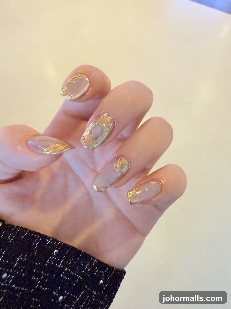 Gold Accent Nails