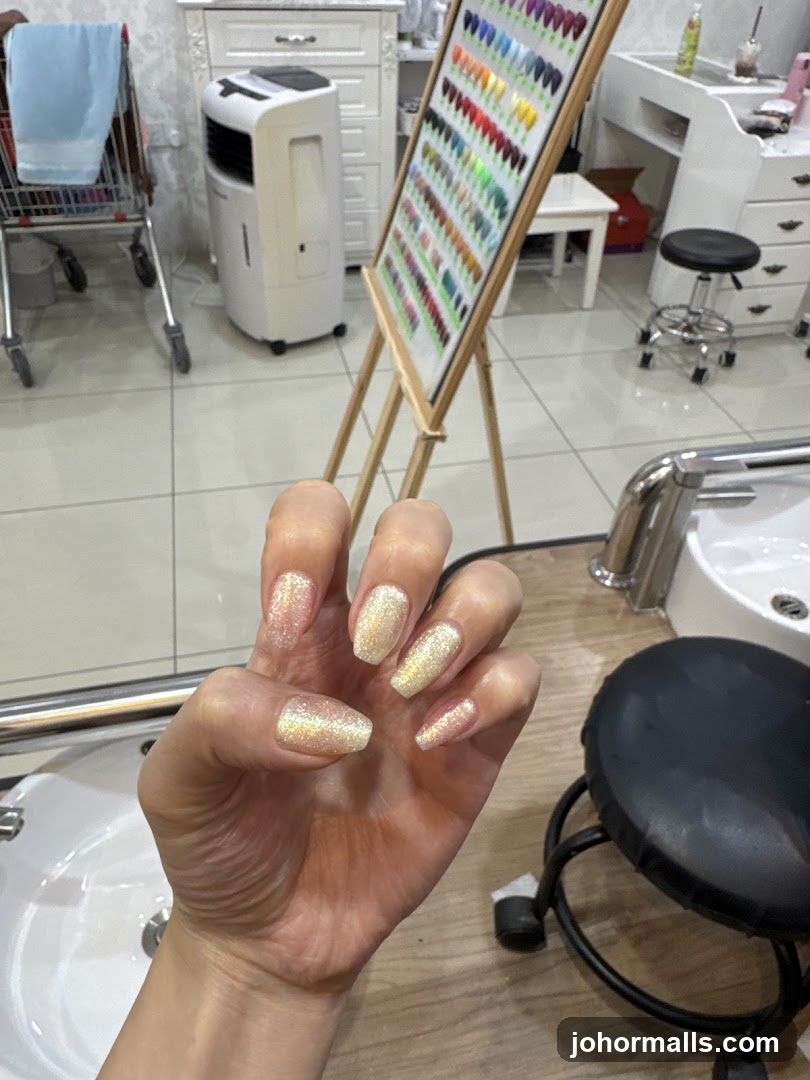 Nail Salon Interior with Color Swatches
