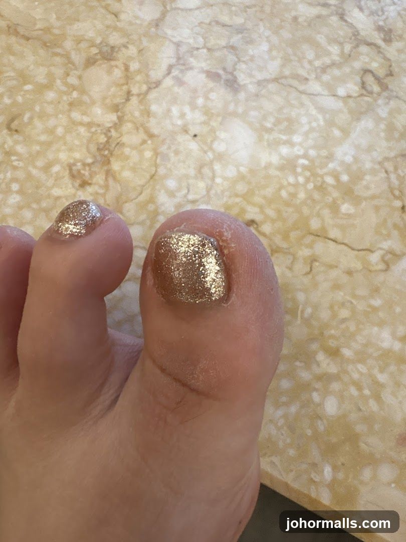 Close-up of Toes with Glitter Nail Polish