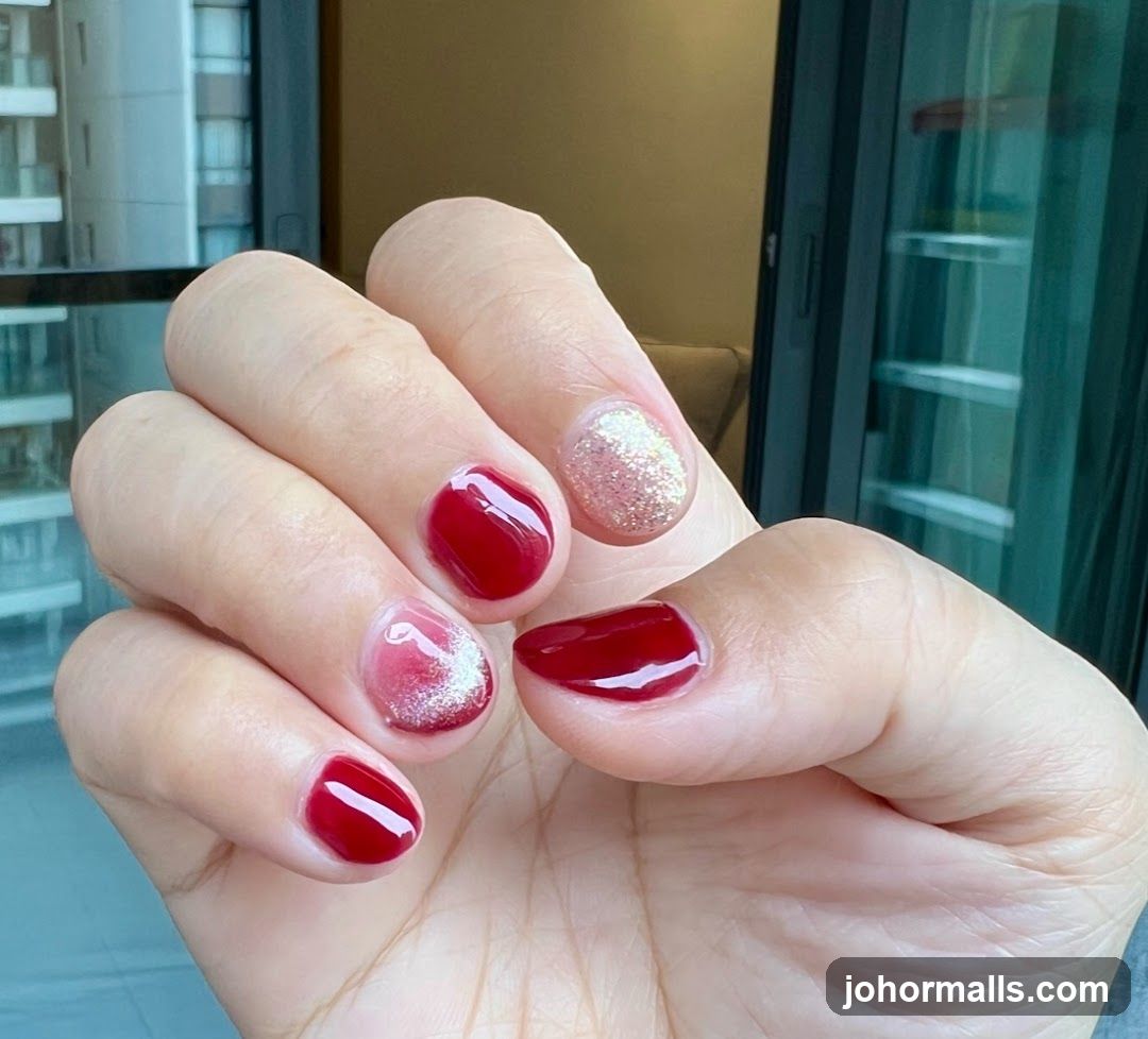 Red and Glitter Nails