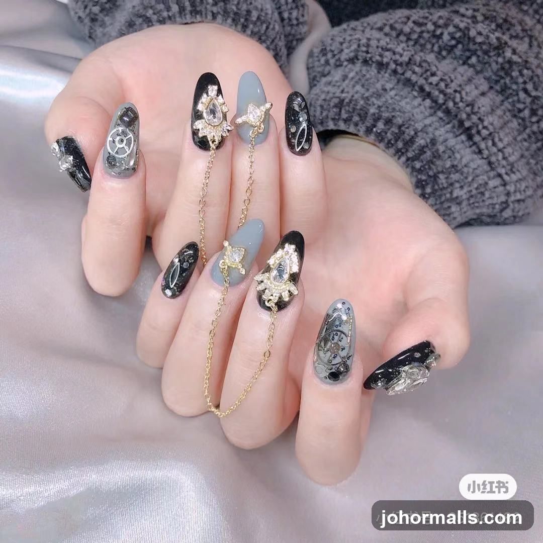 Steampunk-Inspired Nail Art