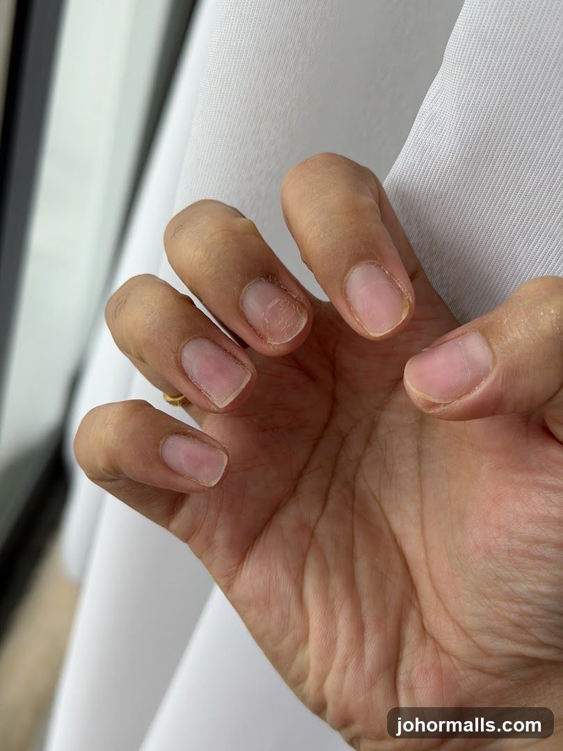 Hand with unpolished nails