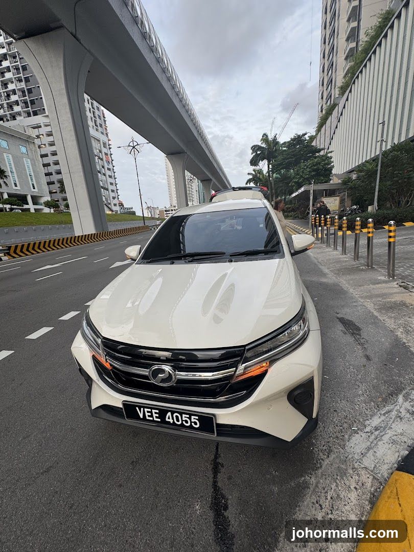 White Car on Road with Elevated Track