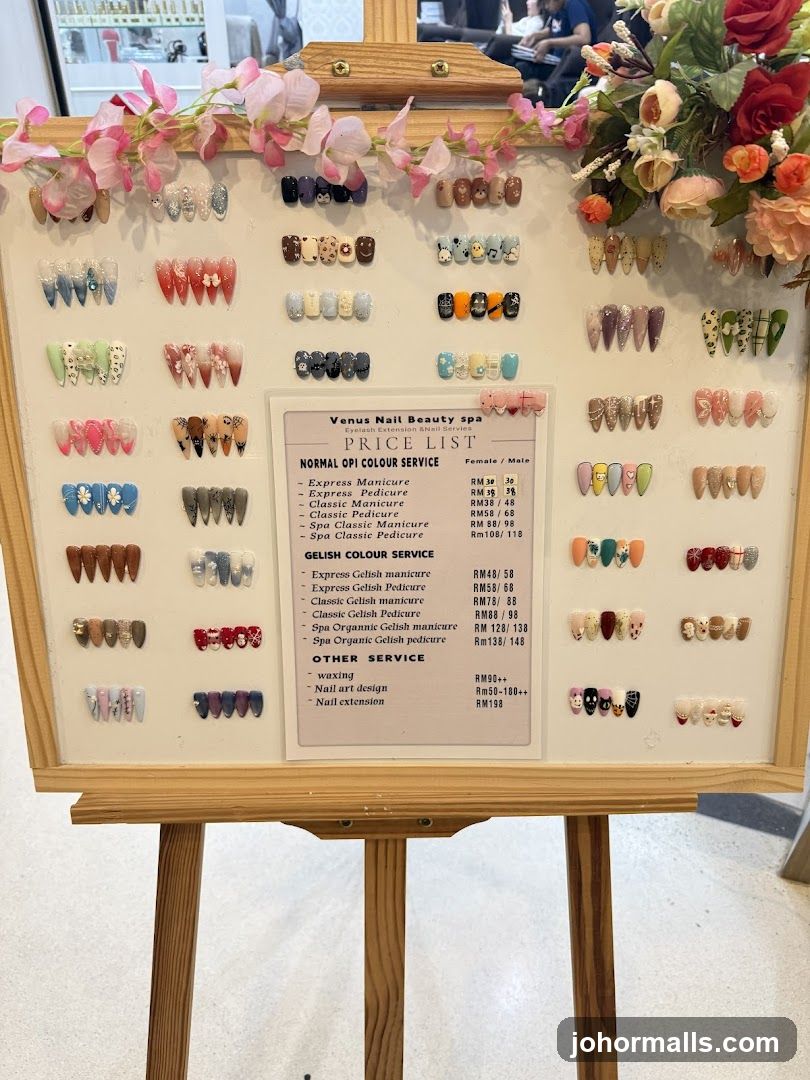 Nail Salon Price List with Nail Samples