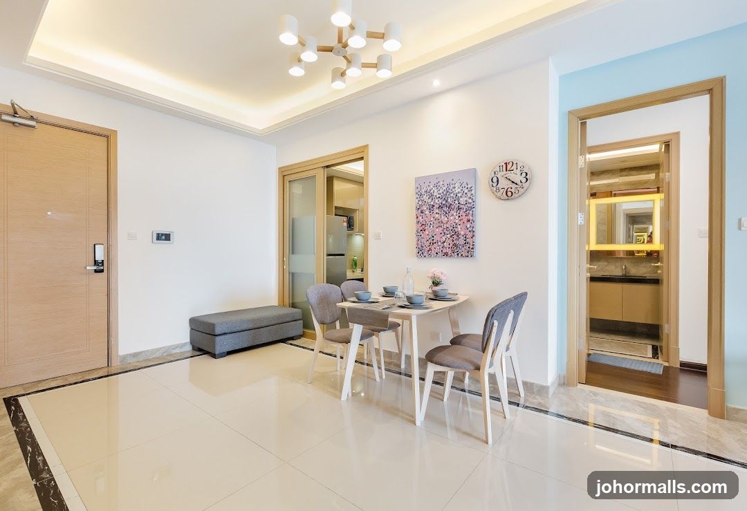 Modern Dining Area and Bathroom Entrance