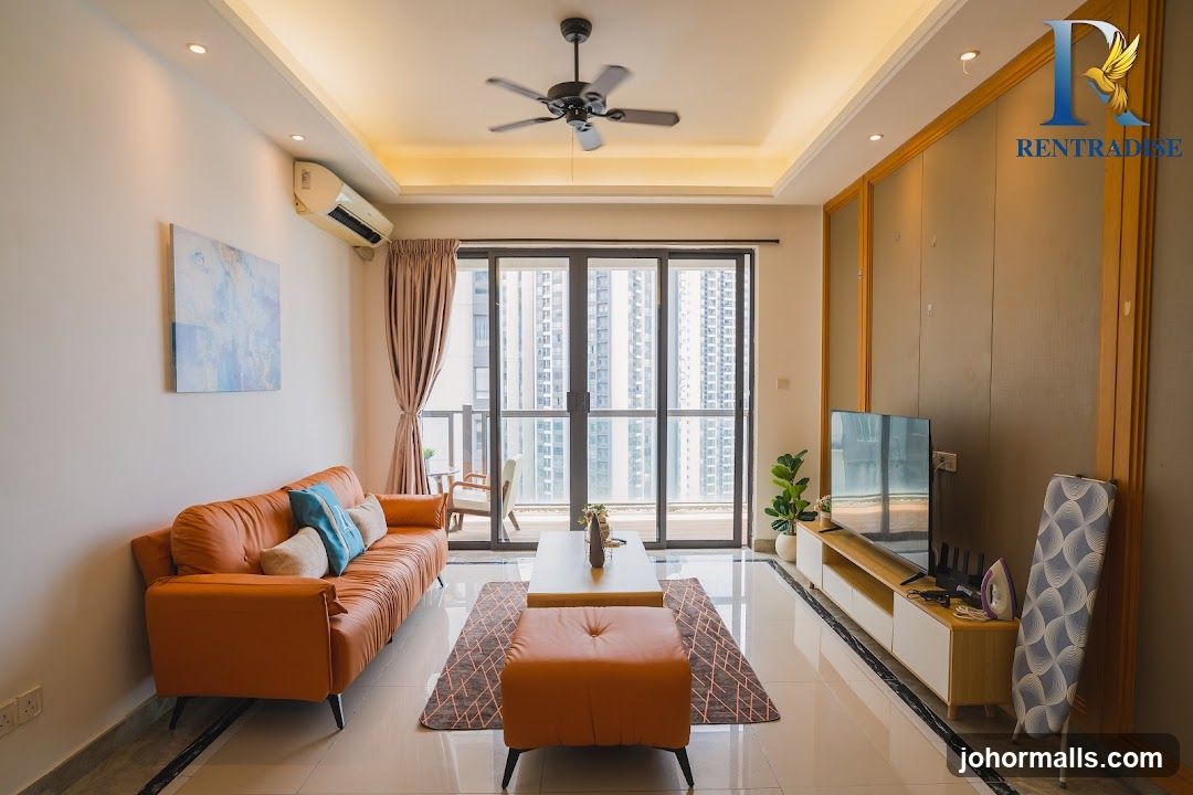 Modern Living Room with City View