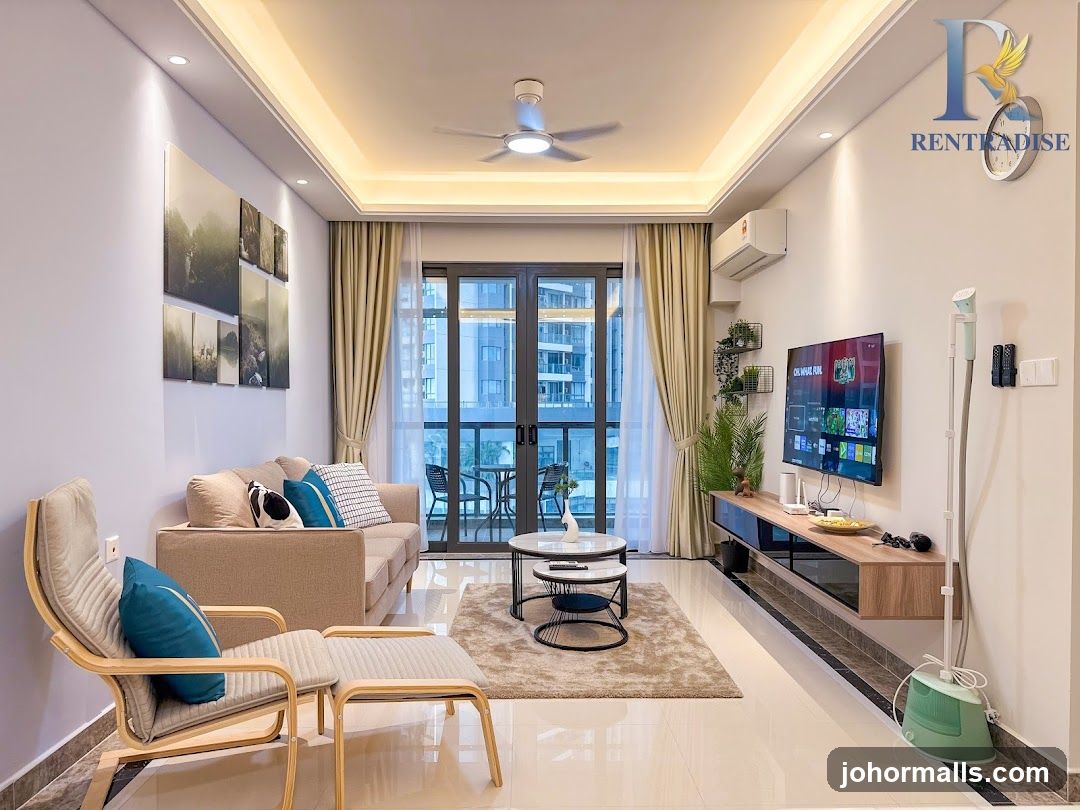 Modern Living Room with City View