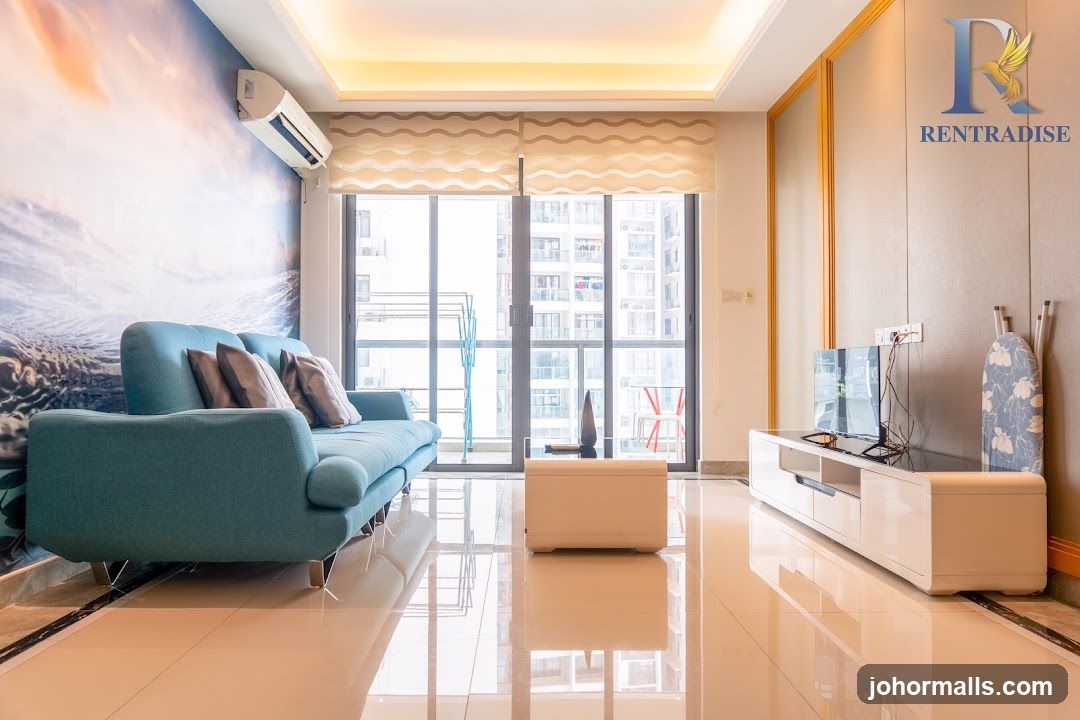 Modern Living Room with Ocean Mural