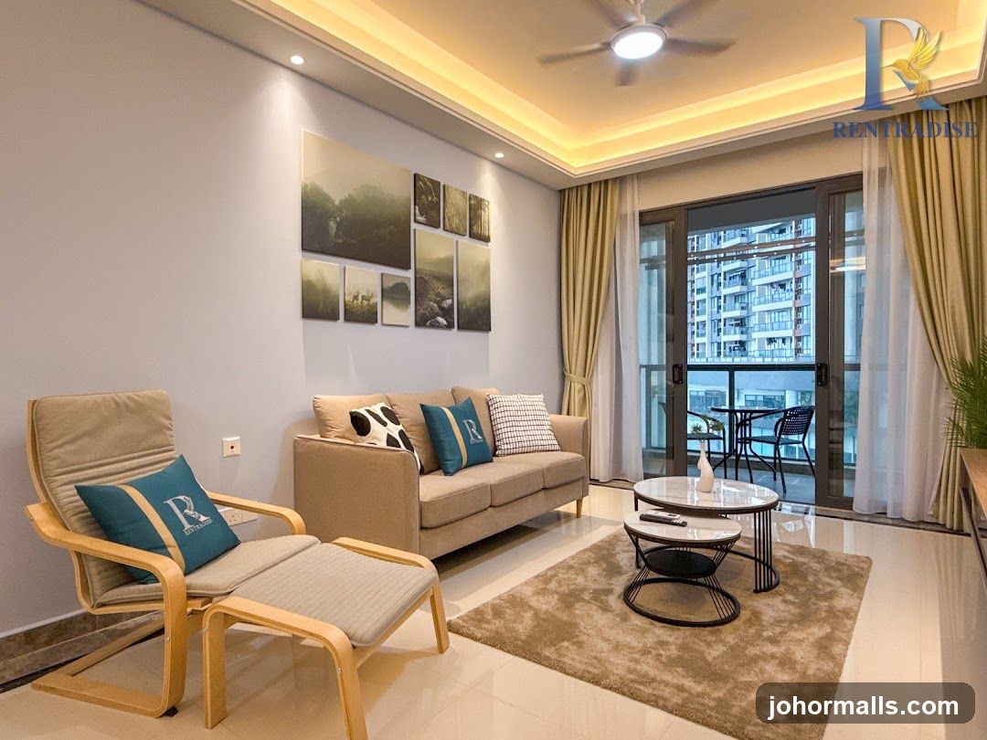 Modern Living Room with Balcony View