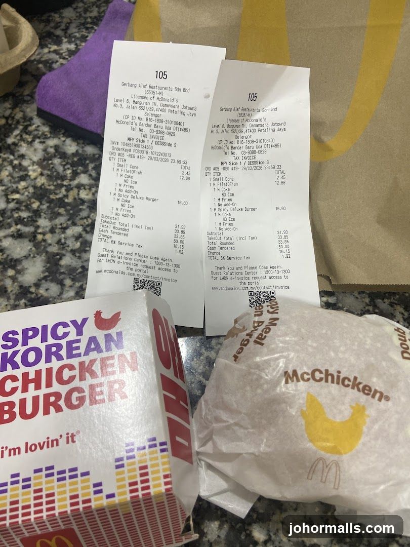 McDonald's Receipts and Burgers