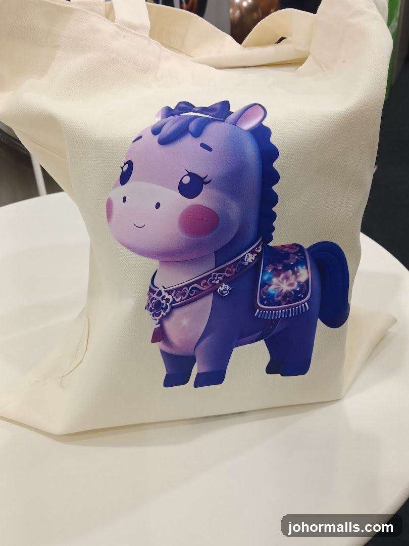 Tote Bag with Cartoon Horse Design