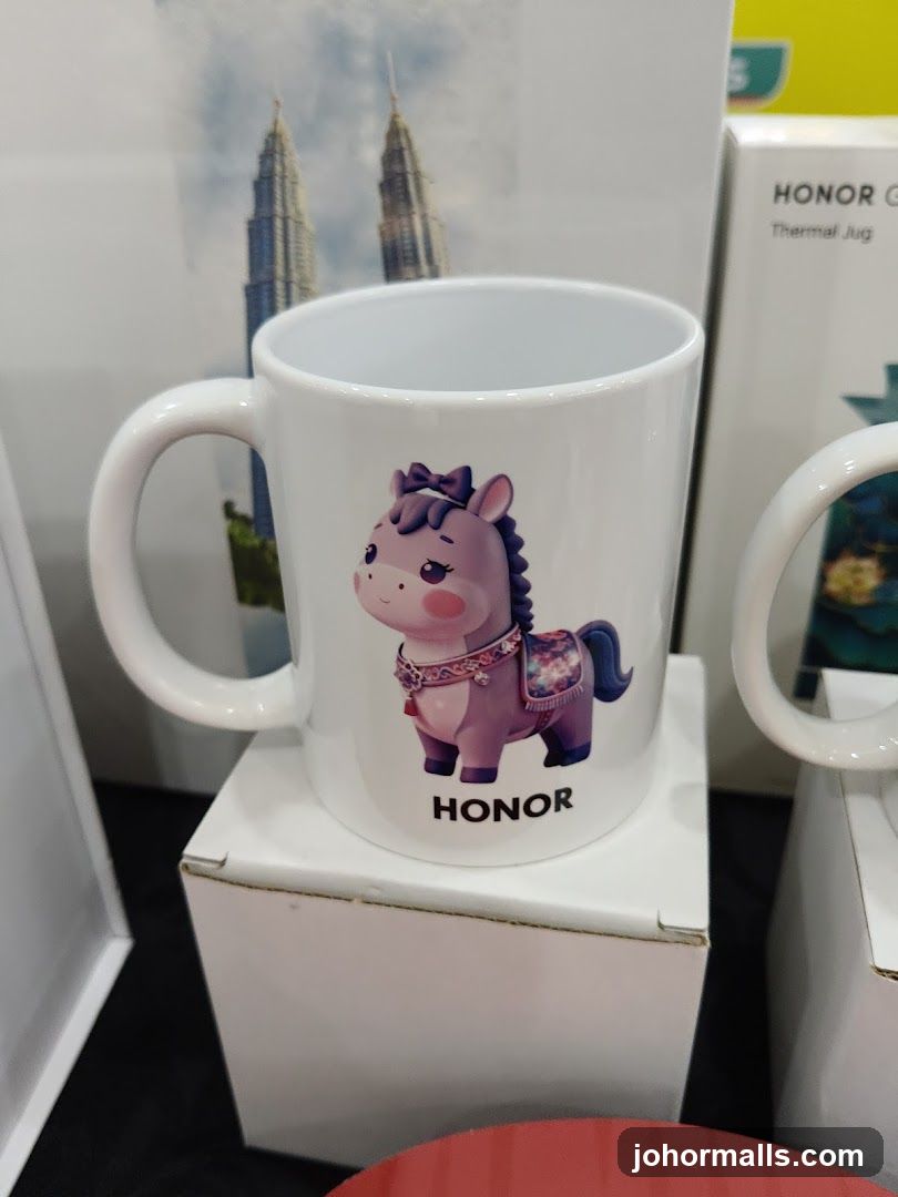 Mug with cartoon horse and "HONOR" logo