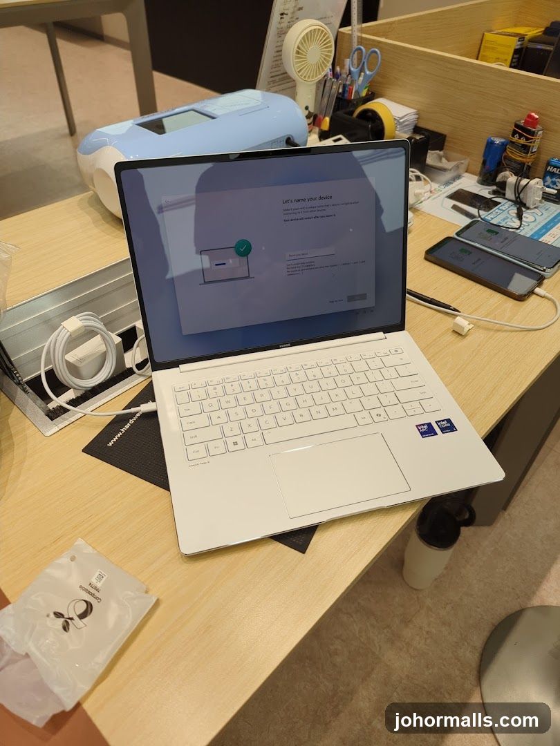 White Laptop Setup