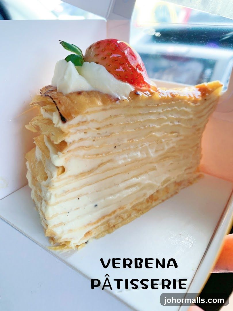 Slice of Mille Crepe Cake