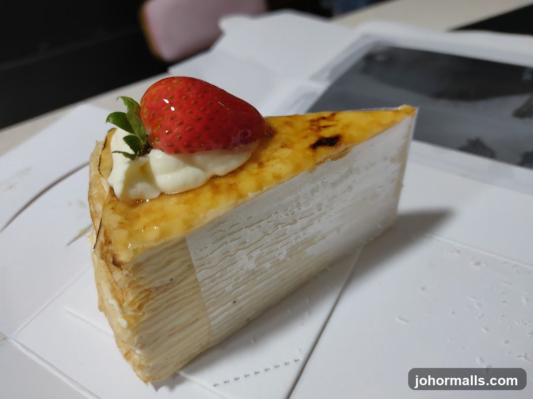 Slice of Mille Crepe Cake