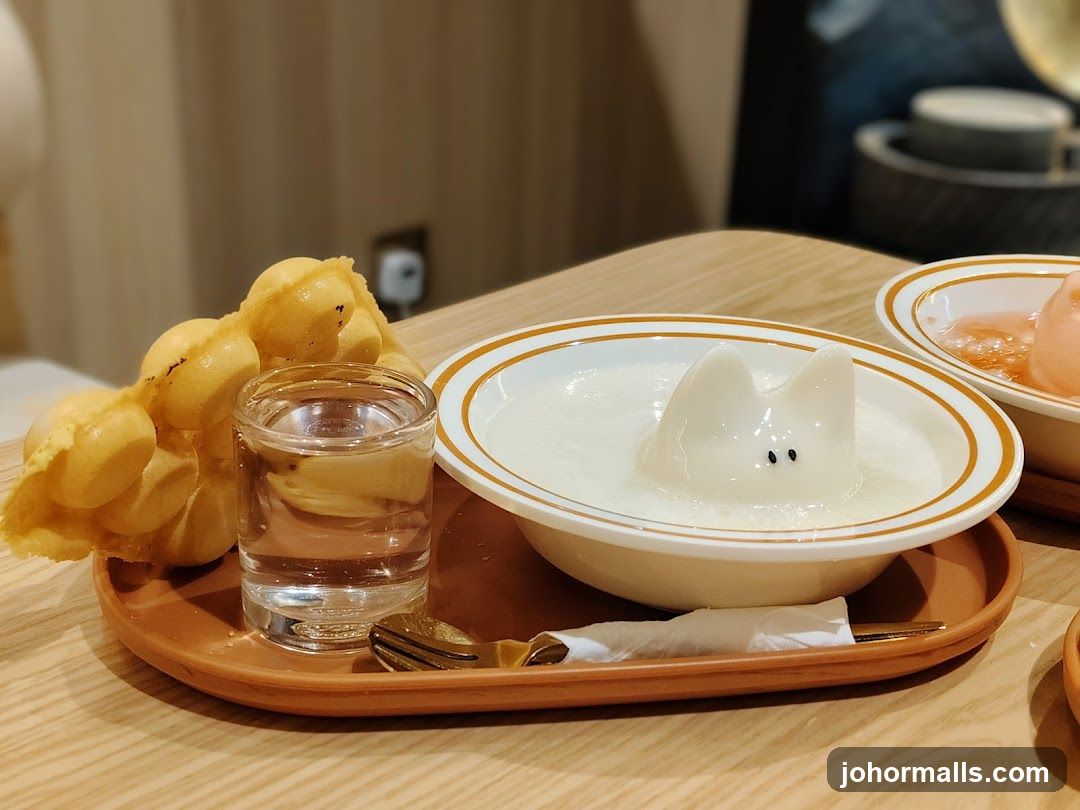 Dessert with a Cute Cat-Shaped Mousse