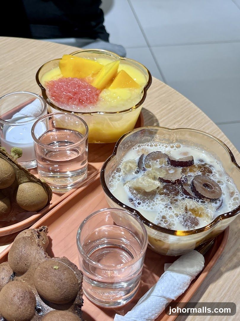 Dessert Tray with Fruit and Drinks