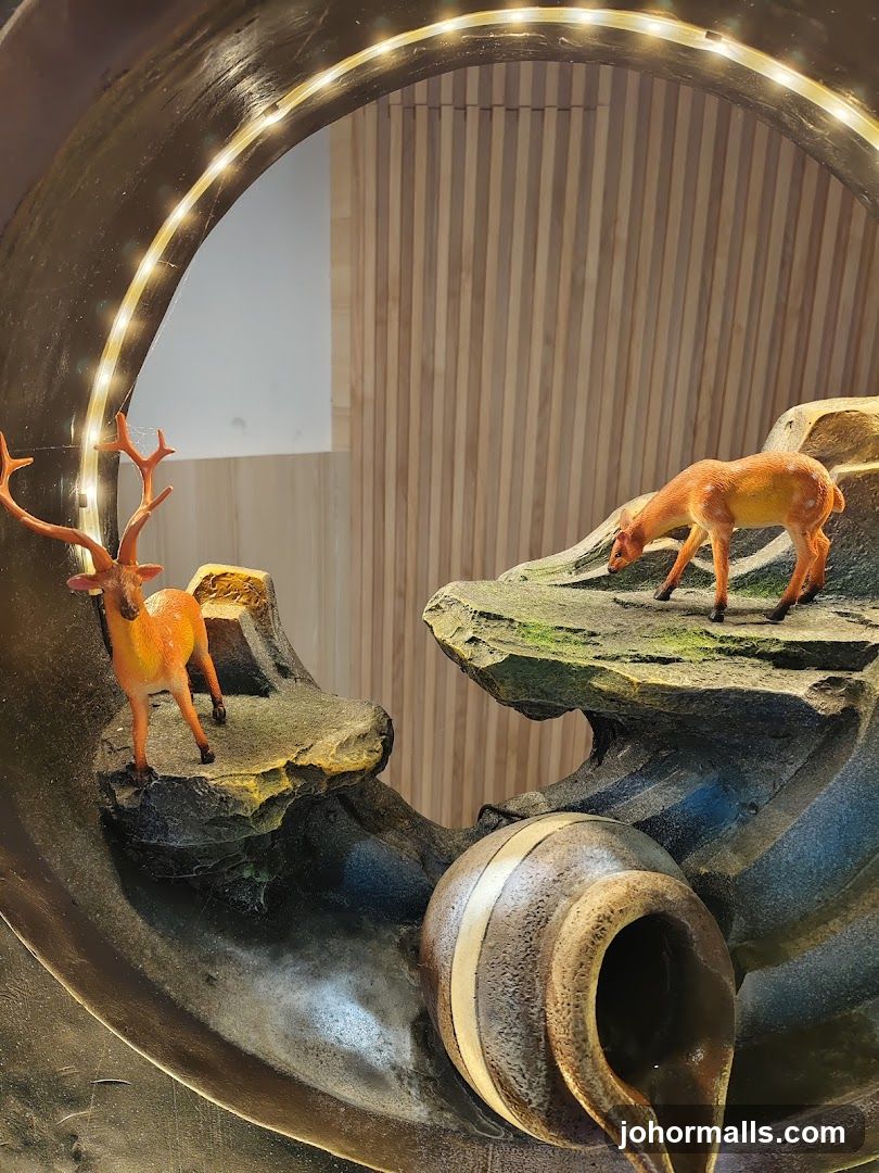 Decorative Fountain with Deer Figurines