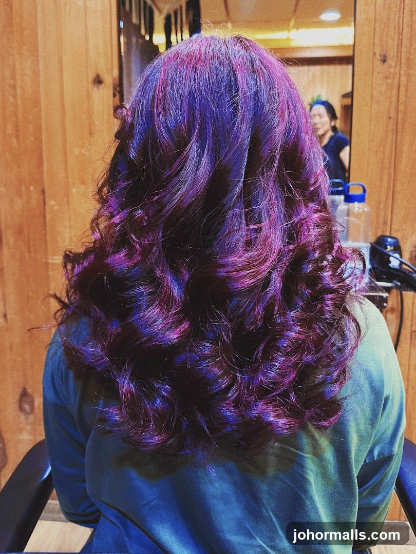 Woman with purple and blue hair
