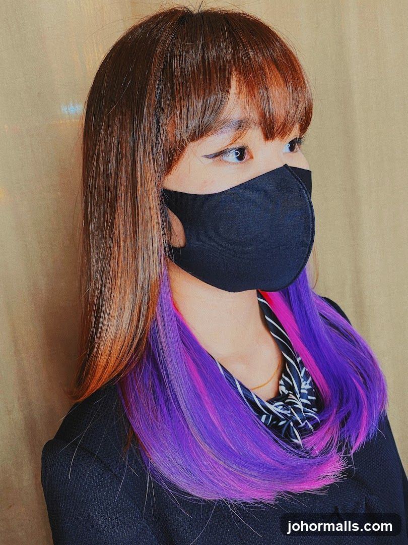 Woman with colorful hair