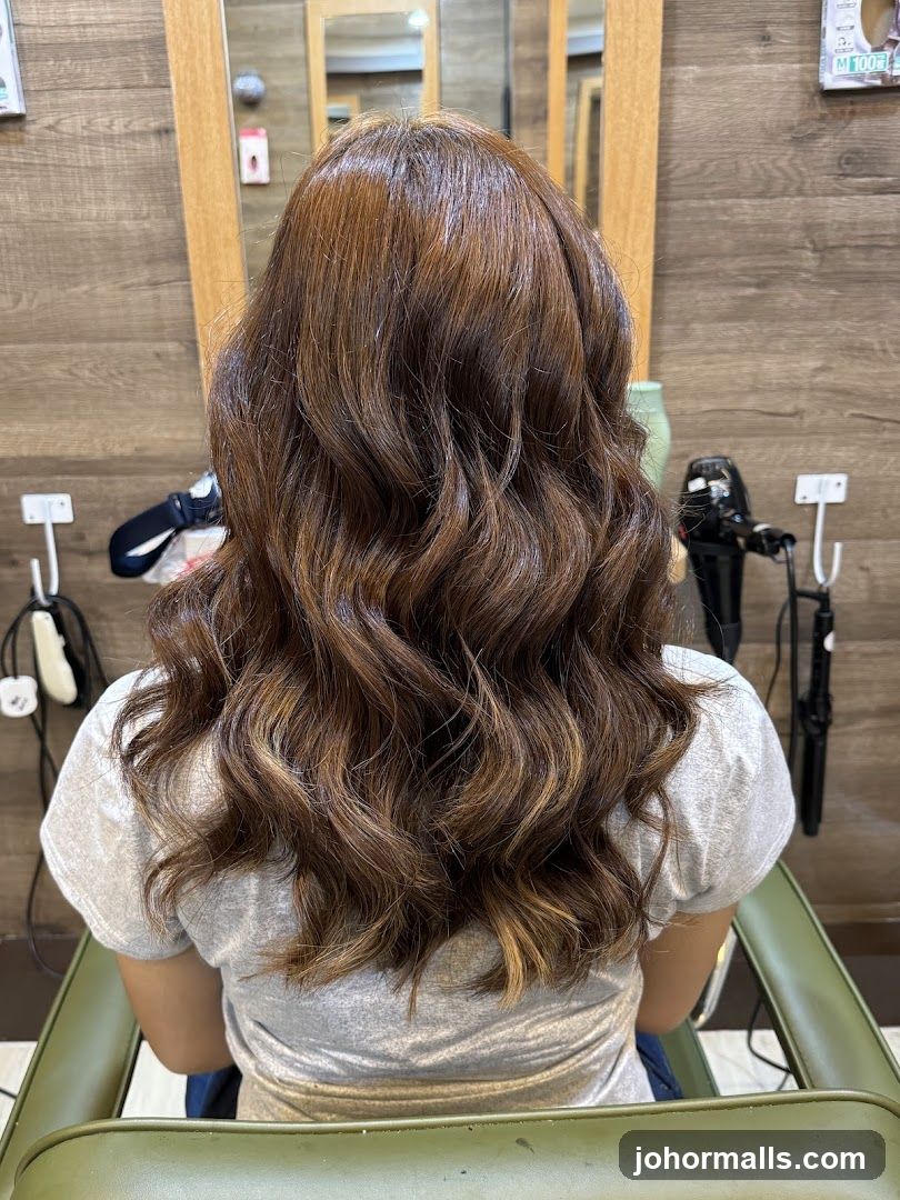 Woman with styled brown hair