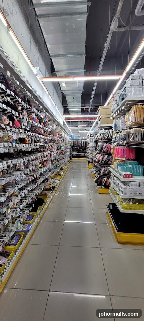 Aisle in a store with shelves of accessories
