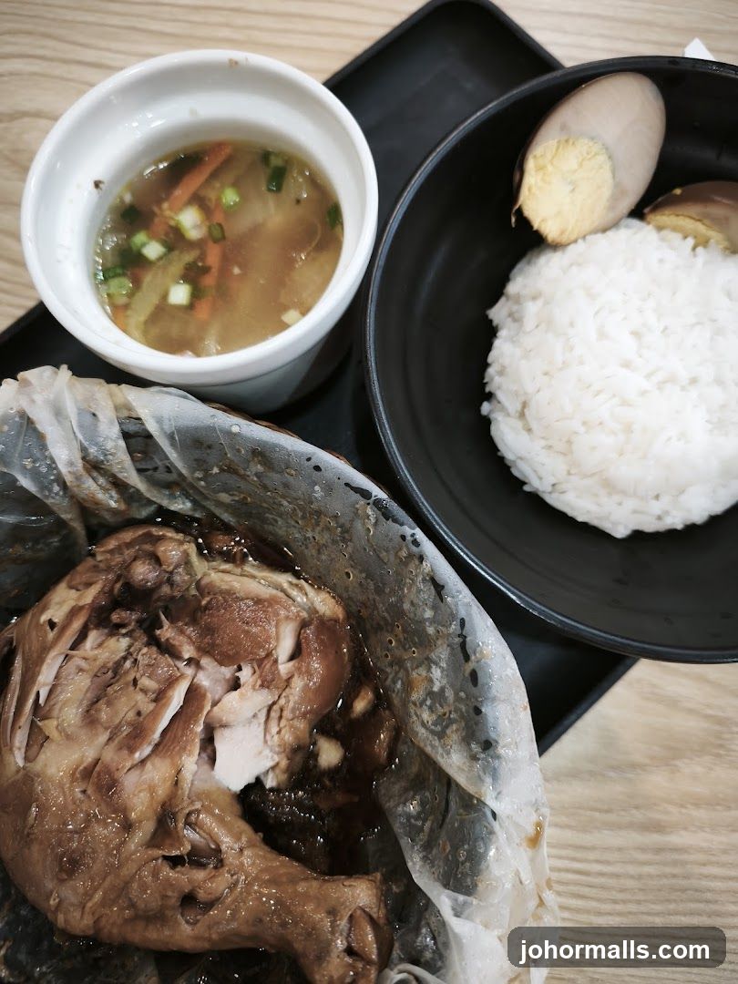 Braised Chicken Leg with Rice and Soup