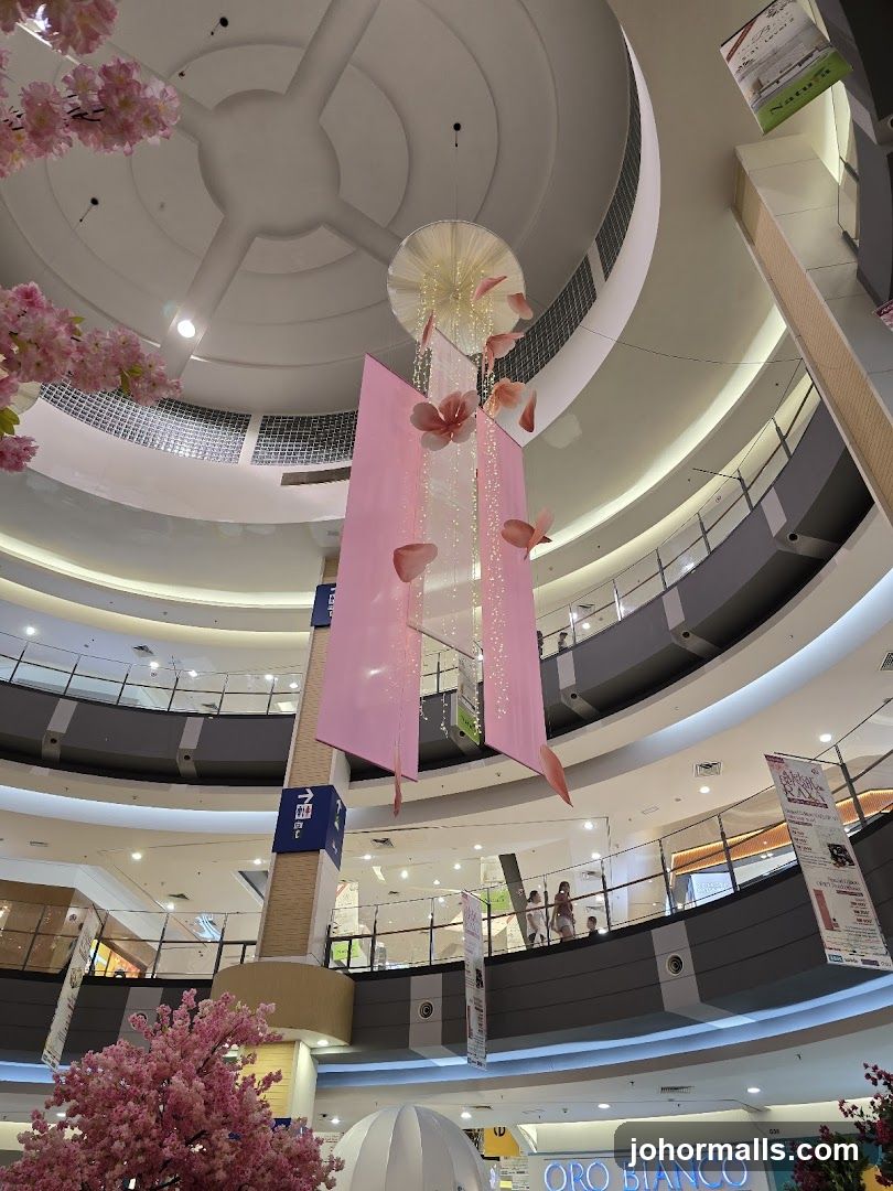 Mall Interior with Cherry Blossoms