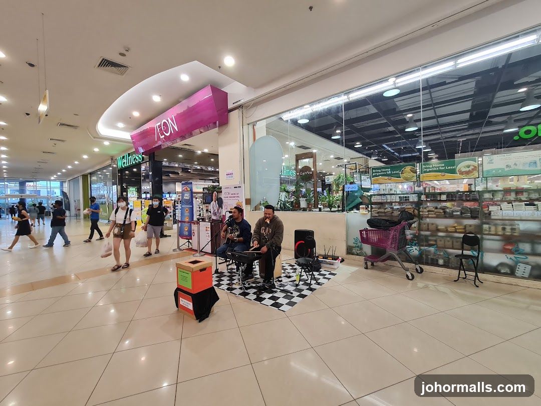 Musicians performing in a mall