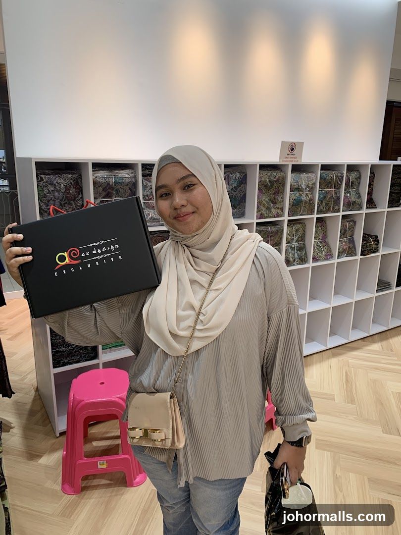 Woman holding a box with a logo