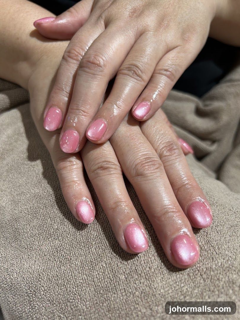 Pink Cat Eye Nails