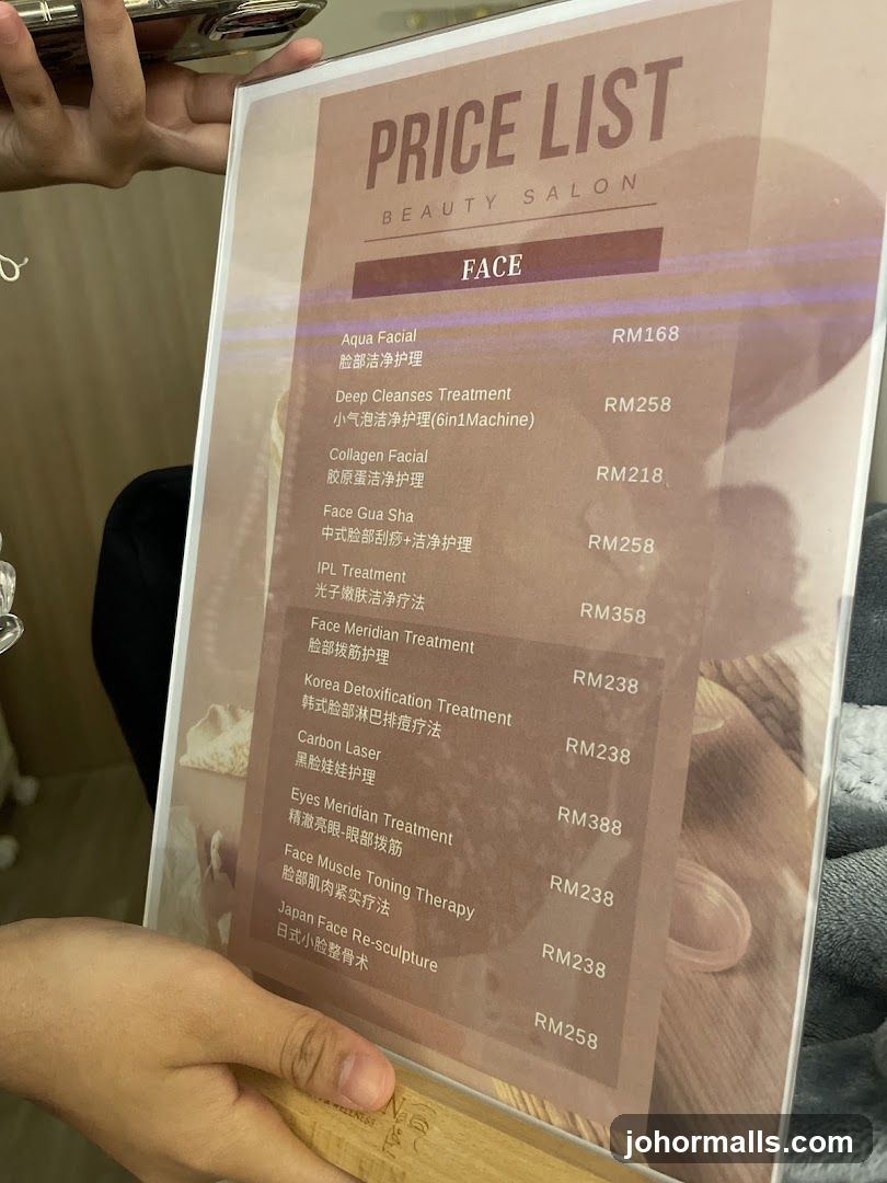 PRICE LIST BEAUTY SALON FACE
