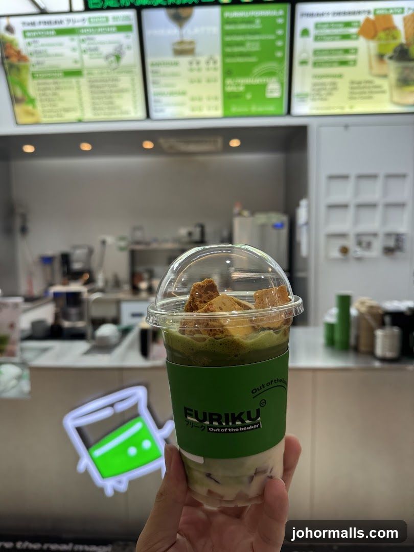 Matcha Drink with Crumble Topping