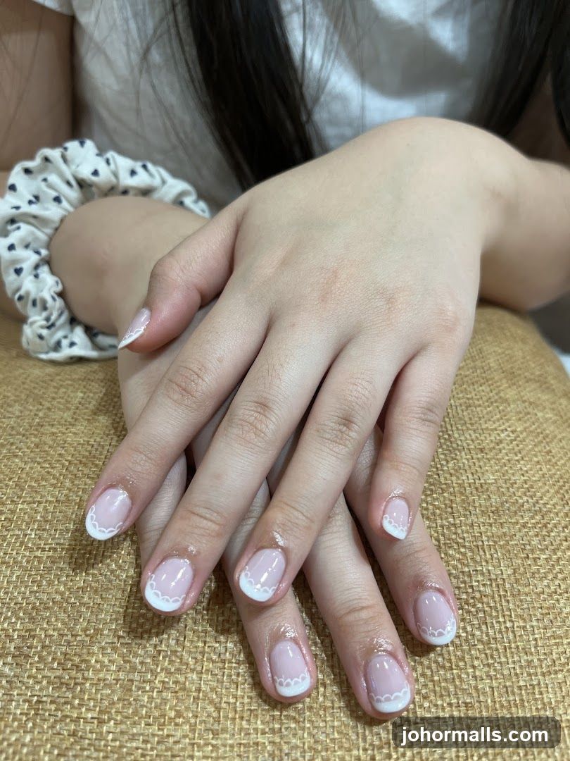 French Manicure with Lace Detail