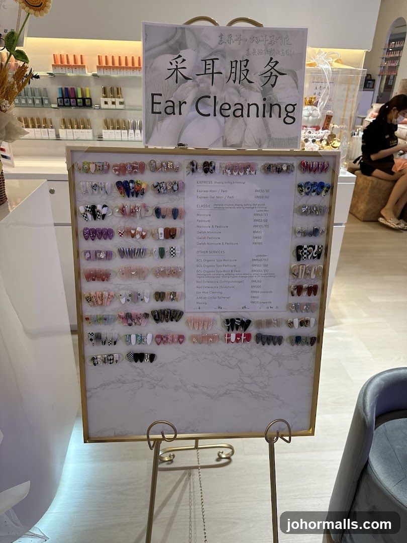 Nail and Ear Cleaning Services Display