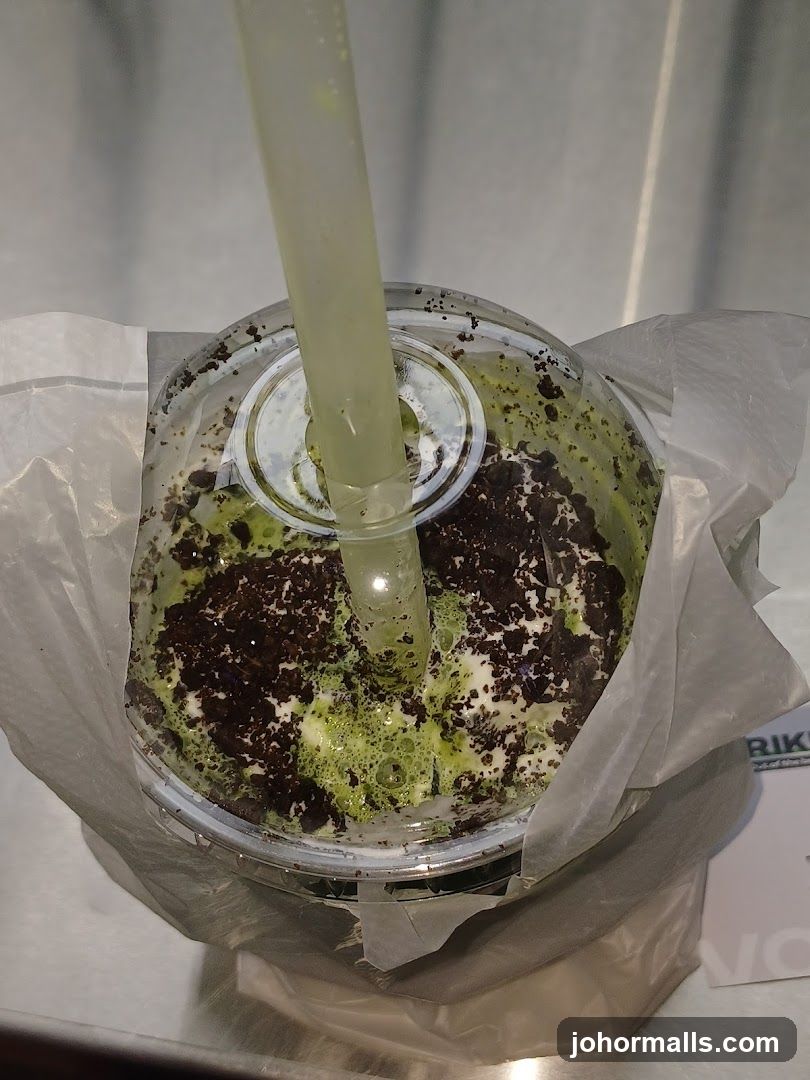 Matcha Drink with Crushed Cookies