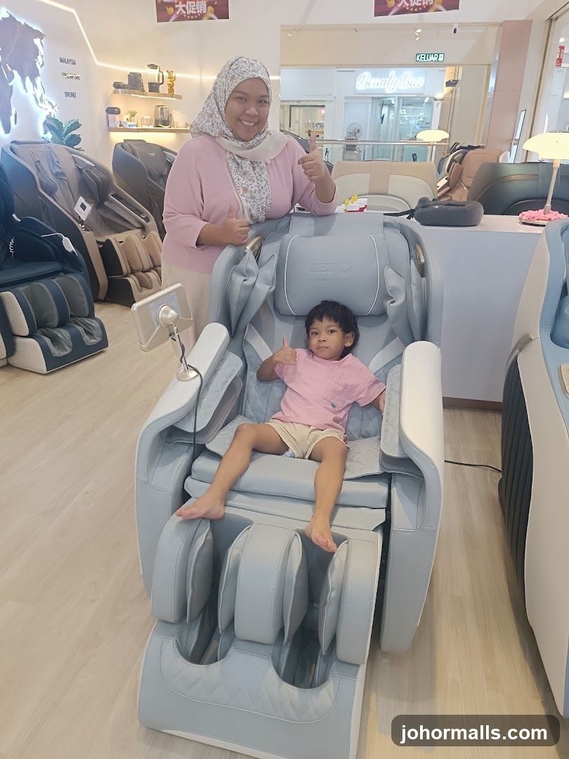 People in a massage chair store