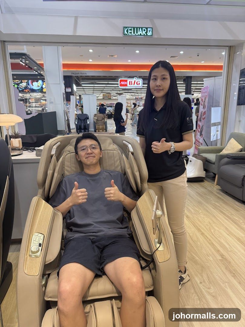 Man testing a massage chair